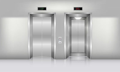 Realistic elevator in office building., Interior concept, Vector, Illustration