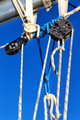  a old catamaran  rope in the sky like  abstract concept