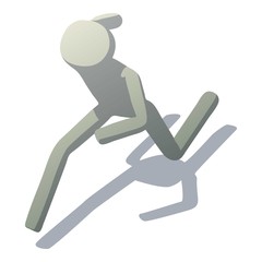 Stick man running icon, isometric style