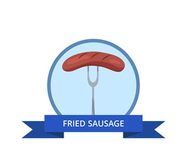 Fried Sausage Logo with Traditional German Snack
