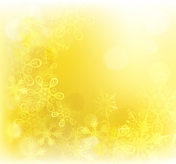 Fototapeta na wymiar Gold Christmas Snowflakes Background
