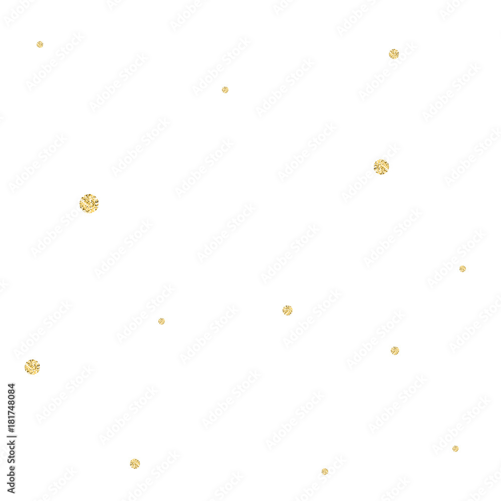 Poster Golden confetti pattern. Modern abstract vector seamless background with small gold texture dots . Perfect for festive party invitations, greeting cards and wrapping paper.