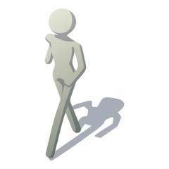 Stick man leaving icon, isometric style