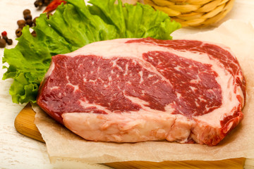 Rib eye raw steak