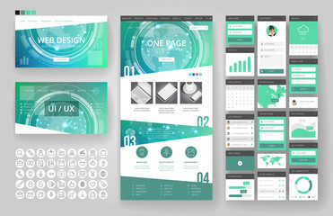Fototapeta na wymiar Website design template and interface elements