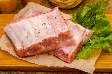 Raw pork ribs