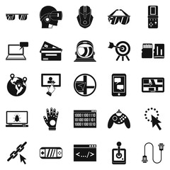 VR icons set, simple style