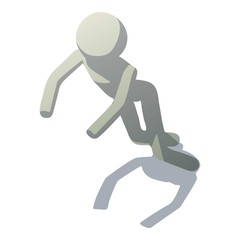 Stick man stumbling icon, isometric style
