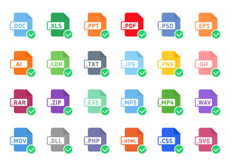 Fototapeta premium Document File Type Format accepted flat