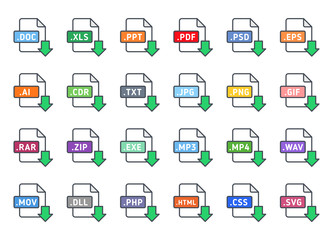 Document File Type Format download colored
