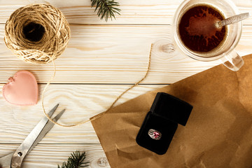 Packing jewelry for women. Christmas gift for ladies. The view from the top.