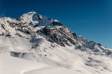 Beautiful winter landscape of the mountains covered with snow