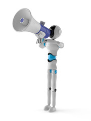 Android with megaphone