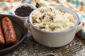 home made peppered mash potato in a bowl