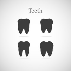 Set of teeth silhouettes icons. Dental signs illustration