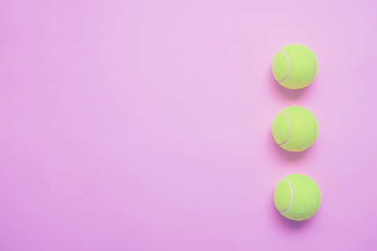 Tennis Balls On Pastel Color  Background