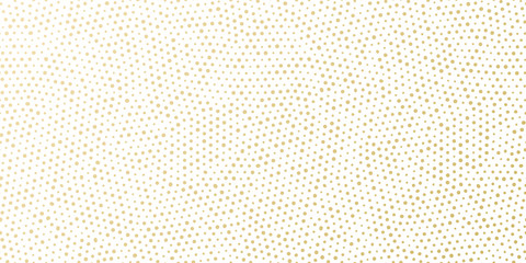 Christmas holiday golden background template for greeting card or New Year gift wrapping paper design. Vector gold dotted pattern for Christmas wrapper seamless golden confetti white background