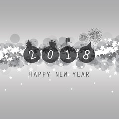 Fototapeta na wymiar Modern Style SIlver Grey New Year Card, Cover or Background Design Template - 2018