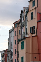 Fototapeta na wymiar Portovenere painted houses of pictoresque italian village UNESCO