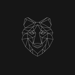 Polygonal geometric wolf, elephant, bear, lion. Abstract linear isolated animals Vector illustration