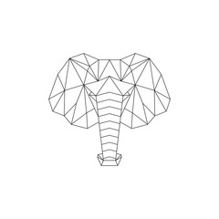 Polygonal geometric wolf, elephant, bear, lion. Abstract linear isolated animals Vector illustration