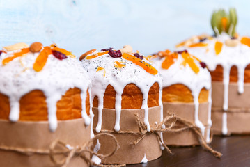 classic Slavic Easter cakes  in a rustic style