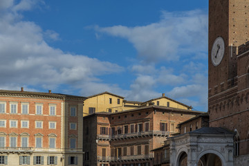 Piazza del Campo in Siena, Italy, day time, close up view