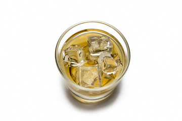 Glass Of Whisky With Ice Isolated On White Background