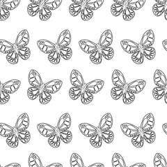 Abstract seamless butterfly pattern for girls or boys. Creative vector background with butterfly, wing. Funny wallpaper for textile and fabric. Fashion butterfly pattern style. Coloring monochrome