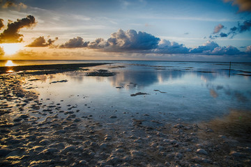 Sunrise over the sea ocean waves in Maldives