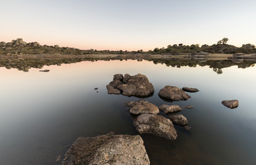 Landscape in the natural area of the Barruecos. Spain.