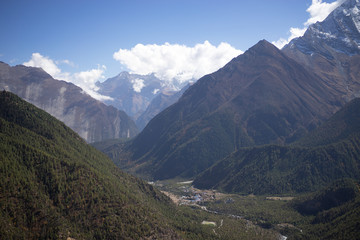 Naklejka premium Annapurna Peak and pass in the Himalaya mountains, Annapurna region, Nepal