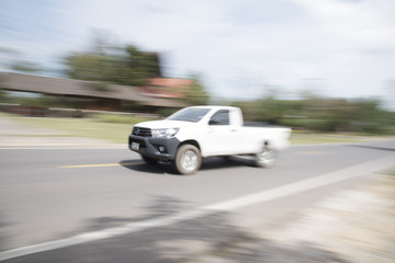 Obraz na płótnie Canvas The car uses a blur speed