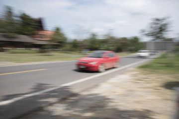 Obraz na płótnie Canvas The car uses a blur speed