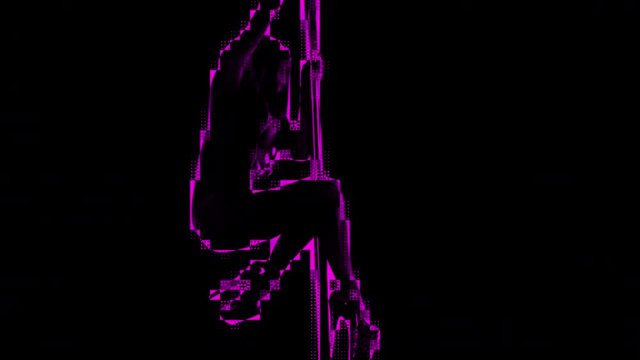 amazing pole dancer showing her skills. this is an abstracted colourful version with ovelayed motion graphics effects