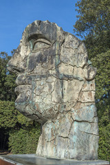 Cracked statue of a man face