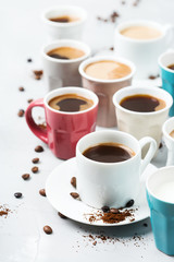 Different coffee mugs and cups for breakfast
