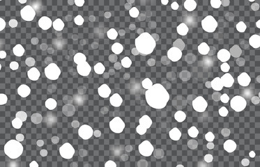 Realistic falling snowflakes. Isolated on transparent background. Vector illustration, eps 10.