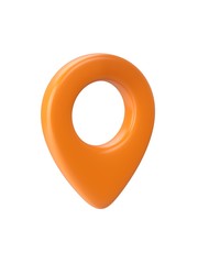 Orange map pointer isolated on white background
