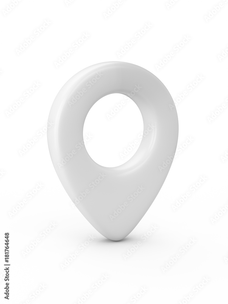 Poster white map pointer isolated on white background