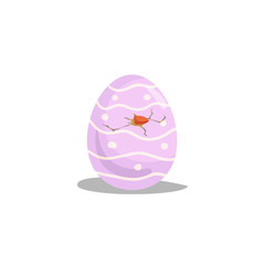 Cartoon cute chic hatching painted pink egg. Easter symbol. Vector flat designed illustration.