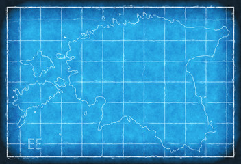Estonia map blue print artwork illustration silhouette