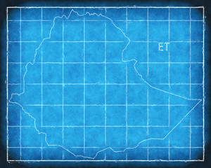 Ethiopia map blue print artwork illustration silhouette