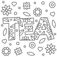Tea. Coloring page. Vector illustration.