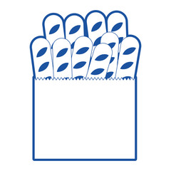 paper bag with french breads in blue silhouette