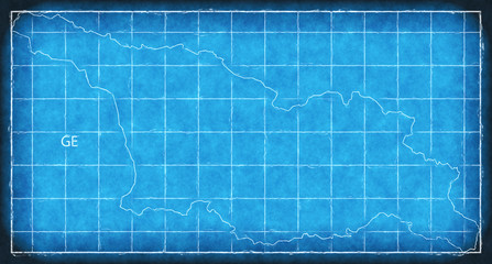 Georgia map blue print artwork illustration silhouette