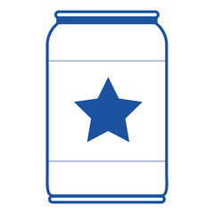 beer can with star emblem in blue silhouette