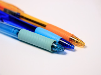 Pens on the white background