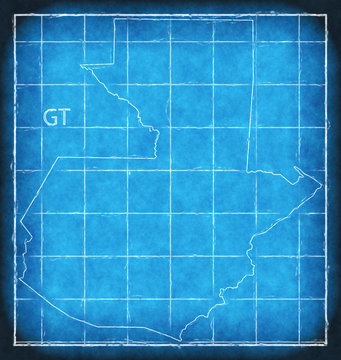 Guatemala map blue print artwork illustration silhouette