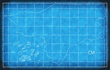 Guinea Bissau map blue print artwork illustration silhouette